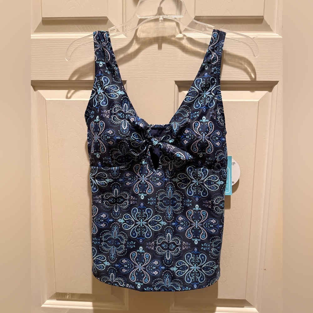 Tankini top size L lined, adjustable straps + tie front by Sol Borne NWT